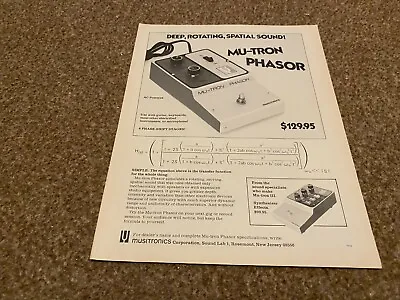 Framed Advert 11x8 Musitronics Corporation - Mu-tron Phasor • $28.61