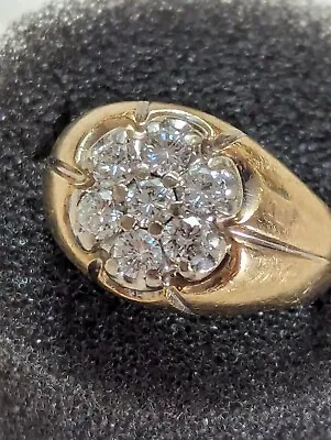 Men's Vintage Diamond Cluster Ring 14K Yellow Gold 8.8 Grams Size 7.75 • $1975