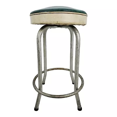 Vintage Retro Bar Stool Industrial Steel Shop Chair Padded Seat Mid-Century • $48