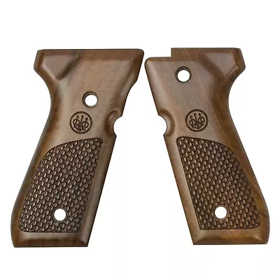 Beretta 92/96 Series Wood Walnut Grips Oval Checkering With Triden (E00219) • $48.90