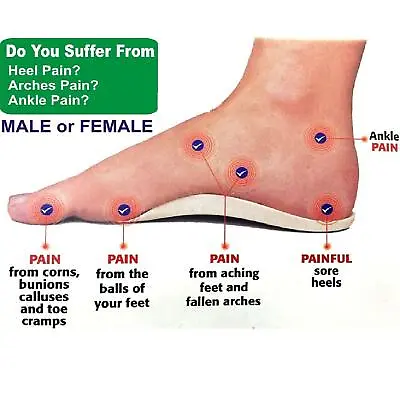 £2.49 • Buy Orthotic Foot Support Insole Flat Feet Heels Arches Pain Relief For Men
