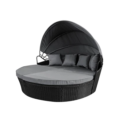 $700.99 • Buy Levede Day Bed Sofa Daybed Outdoor Garden Sun Lounge Furniture Wicker Round 3pcs