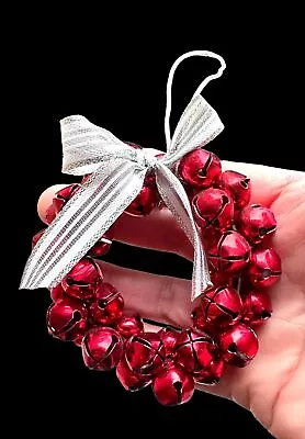 Vintage 90's Jingle Bells Ornament Red Christmas Hand Painted Metal New Holiday  • $19.95