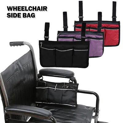 Supportec Wheelchair Armrest Bag Mobility Scooter Aid Pannier Shopping Dhav • $13.99