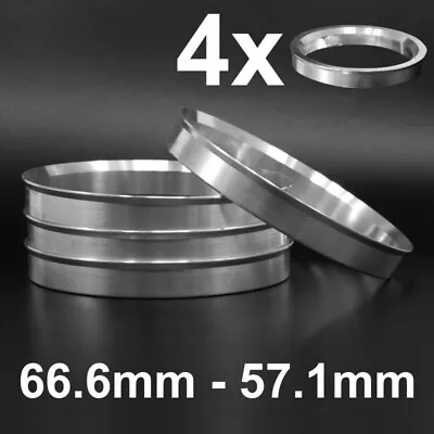 4x Aluminium Metal Spigot Rings 666-571 Car Alloy Wheel Hub Centric 66.6-57.1 • $12.89