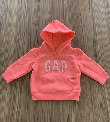 New Baby Girls Bright Pink Gap Logo Hoodie 6-12 Months • £7.99
