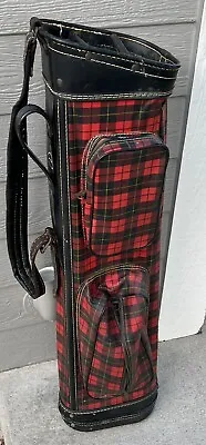 RARE!! Vintage JC Higgens Red Plaid 3 Slot Golf Bag W/ Shoulder Strap & 2 Pckts • $191.87