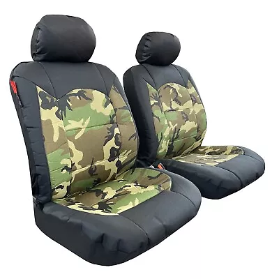 Waterproof Military Camo Black Canvas Front Car Seat Covers For Nissan Frontier • $54.99