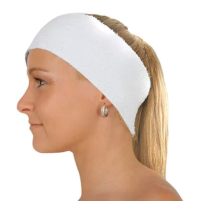 2238 - Make Up Headband Hair Treatment Cover Bath Travel Beauty Facial Wash Whit • £3.49