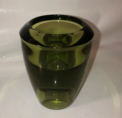 Vintage Green  Glass Votive Tea Light Candle Holder 3” By 2.5” • $9.97