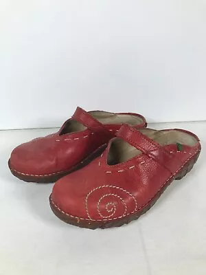 El Naturalista Womens Clogs Yggdrasil Red Leather Sz 8 / 38 Mary Jane Distressed • $22.49