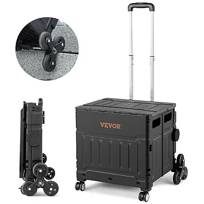 VEVOR Shopping Cart 53L Folding Portable Trolley Stair Climbing Wheeled Cart • $55.79