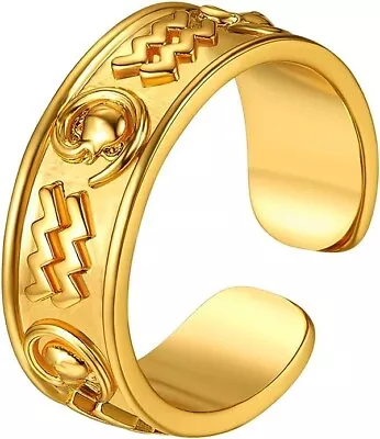 Constellation Zodiac Sign Ring Gold Horoscope Star Aquarius Valentines Gift • £9.50