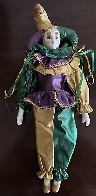 Vintage Porcelain Harlequin Jester Mardi Gras Doll • $15