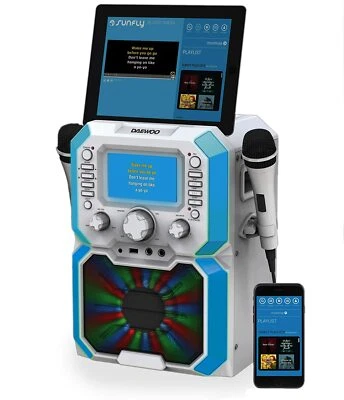 £89.99 • Buy Daewoo Bluetooth Portable Karaoke White Machine 2 Microphones 5-inch LCD Display