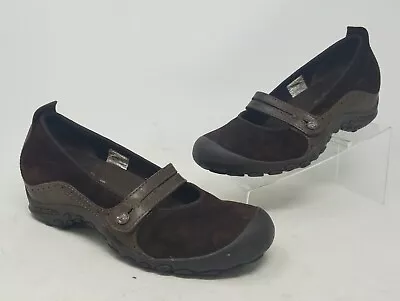 Merrell Plaza Bandeau Chocolate Womens Size 8 Suede Leather Mary Jane Shoes • $17.95