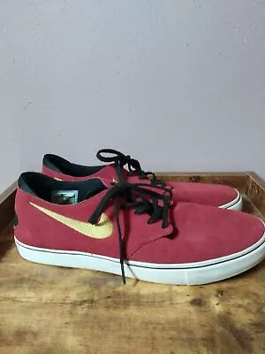 Nike Oneshot SB Zoom Red Suede Gold White Mens 12 724954-670 • $27