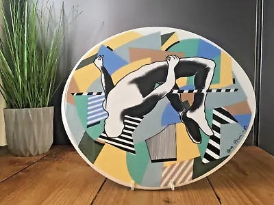 £150 • Buy Arabia Finland Multicoloured Athletics Oval Wall Plaque Plate Memphis Pop Art