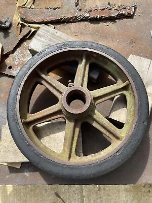 Vintage Military Issue Heavy Duty Cast Iron Wheels Solid Rubber Vulcanized Tires • $175