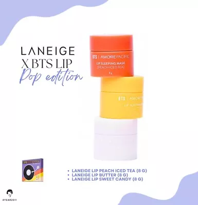 LANEIGE X BTS Lip POP Edition Butter Sweet Candy Peach Iced Tea 8g X 3 • $26.89