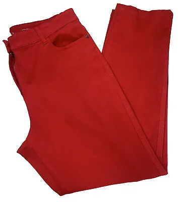 OLSEN JEANS TROUSERS 16 RED Mona Slim Stretchy Skinny High Rise Casual • £23.97