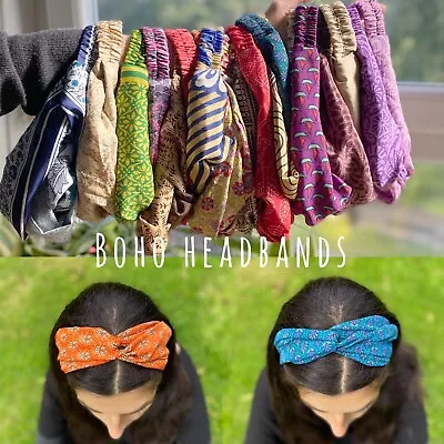 Colourful Twist Knot Headband Elastic Bohemian Bandana Boho Hippie Headband • £6.99