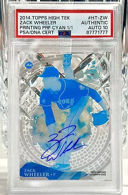 2014 Topps High Tek Zack Wheeler 1/1 ONE OF ONE SIGNED CYAN PROOF PSA AUTO 10 • $425