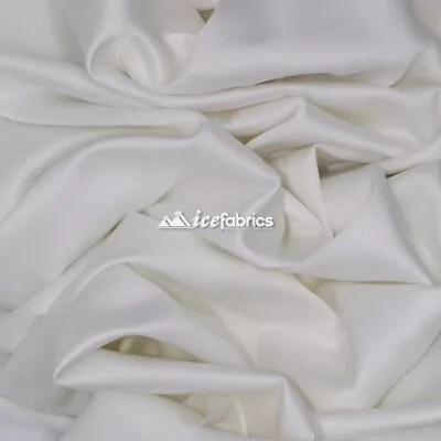 £18.38 • Buy Off White_  Armani Stretch Silky Satin Fabric Sold By The Yard_ Heavy Thick _