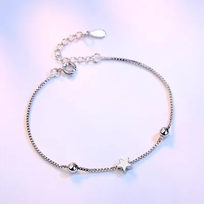 Dainty Little Star Charm Bracelet 925 Sterling Silver Ladies Young Girls Gift UK • £3.29