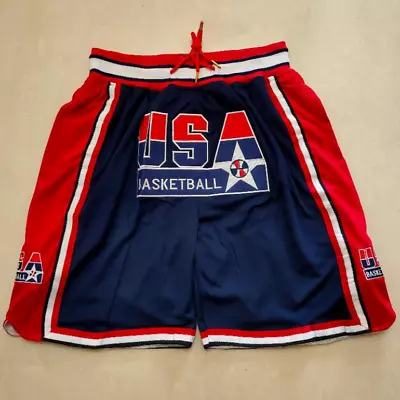 USA Dream Team Basketball Shorts With Pocket All Stitched Navy White Colors • $28.99