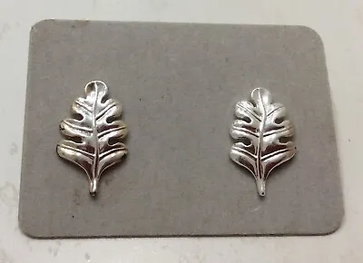 Brand New Silver Oak Leaf Pierced Earrings By Cabouchon • £10