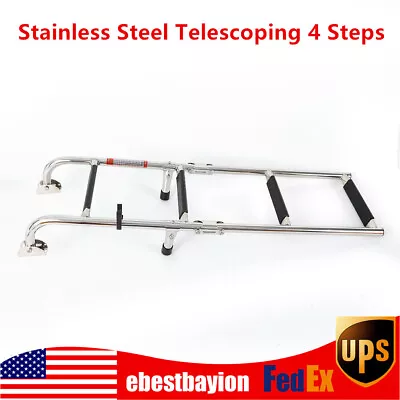 4 Step Boat Ladder Telescoping Swim Upper Platform Marine Yacht Stainless Steel • $56