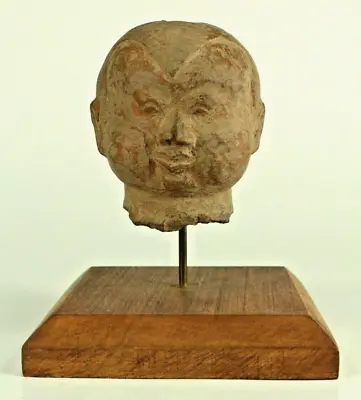 = Antique Tang Dynasty (618-907 AD) Chinese Effigy Head Terracotta Earthenware • £139.94