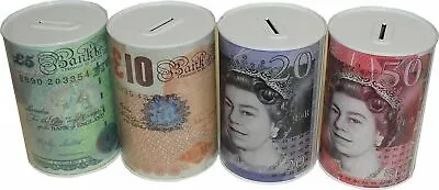 Pound Notes £ Design Money Coin Box Tin Savings Kids Cash Piggy Bank Charity UK  • £11.29