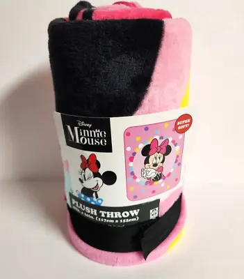 Disney Minnie Mouse Throw Blanket 46x60 Soft Fleece With Polka Dots • £28.88
