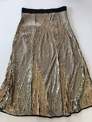 Zara Sequined Midi Skirt Gold Size M • $40