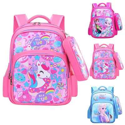 $37.69 • Buy 2pcs Cartoon Elsa Princess Kid Girl Backpack Shoulder School Bag Pencil Case Set
