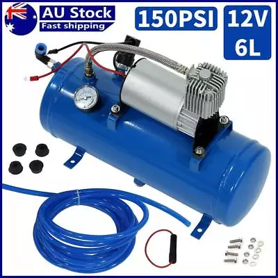 12V Train Truck Horn Air Compressor 6 Liters / 1.60 Gallons Air Tank 120-150 PSI • $119.89