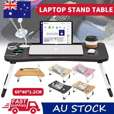 Laptop Stand Table Foldable Desk Computer Study Bed Adjustable Portable Cup Slot • $17.90