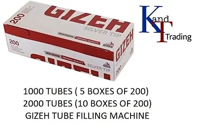 £6.50 • Buy 2000 X GIZEH Filter TUBES Silver Tip Paper Smoking Cigarette OPTION TUBE MACHINE