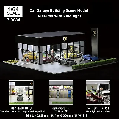 Diorama 1/64 Street Store Car Parking Lot Model LED Lighting Scene Display Model • $31.95