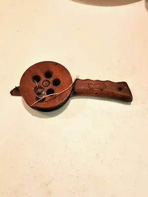 Vintage  Drop Liner  Brand Ice Fishing Wooden Reel With Line Jigging Rig • $40