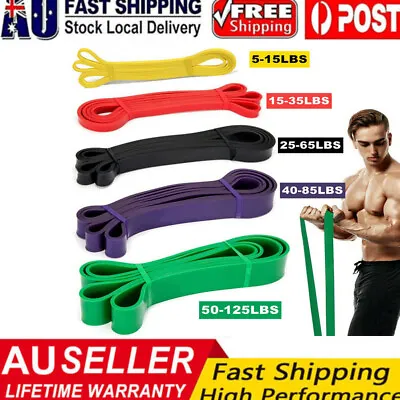 Set Of 5 Exercise Fitness Workout Band Gym Heavy Duty Resistance Yoga Bands Loop • $19.99