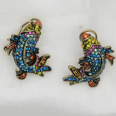 Heidi Daus Jewelry Multicolor Cz Vintage Fish Post Drop Hoop Earrings For Women • $19.99