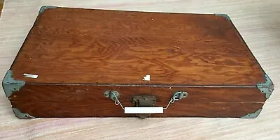 Vintage Wooden Artist Travel Box 24.5  X 15  X 4.5  Metal Corners And Hinges • $62