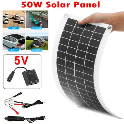 Solar Charger 50W Ultra Thin Silicon Solar Panel 12V USB Ports For Phone New • £16.99