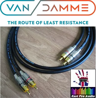 0.5m Pair - Van Damme RCA Phono Cables - Pro Grade Silver Plated Pure OFC Black • £12.50