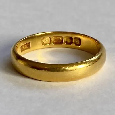 22ct Gold Wedding Ring 3.87g Plain Band Vintage 1956 Fully Hallmarked Size M • £325