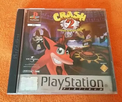 SONY PS1 Playstation 1 Platinum Crash Bandicoot 2 Cortex Strikes Back 1997 PAL • £15.95