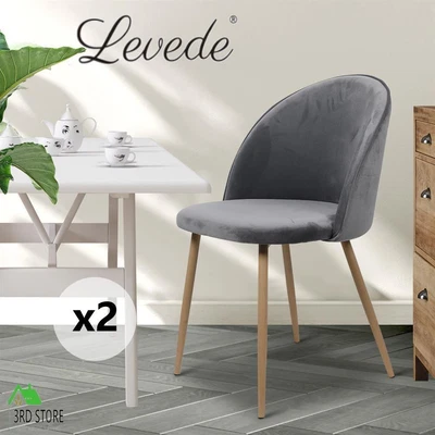$104 • Buy Levede 2x Dining Chairs French Provincial Kitchen Cafe Lounge Upholstered GREY
